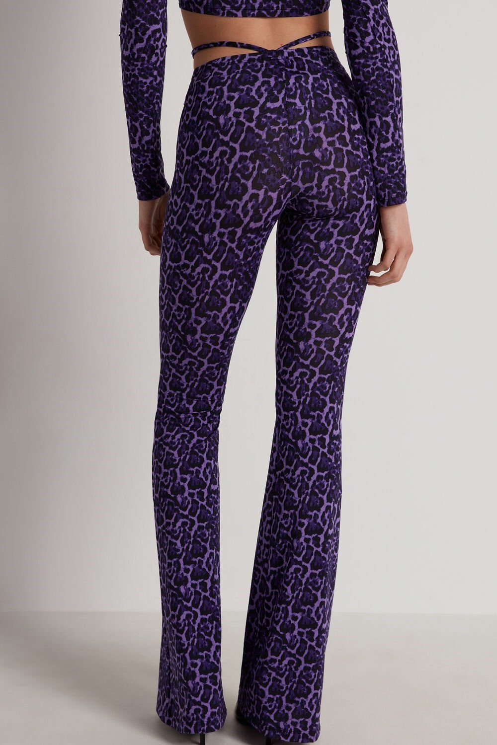 Tezenis Printed Joga Dance Pants with Ties Violet Violet Animal Print 305v | 0831-QBDTX