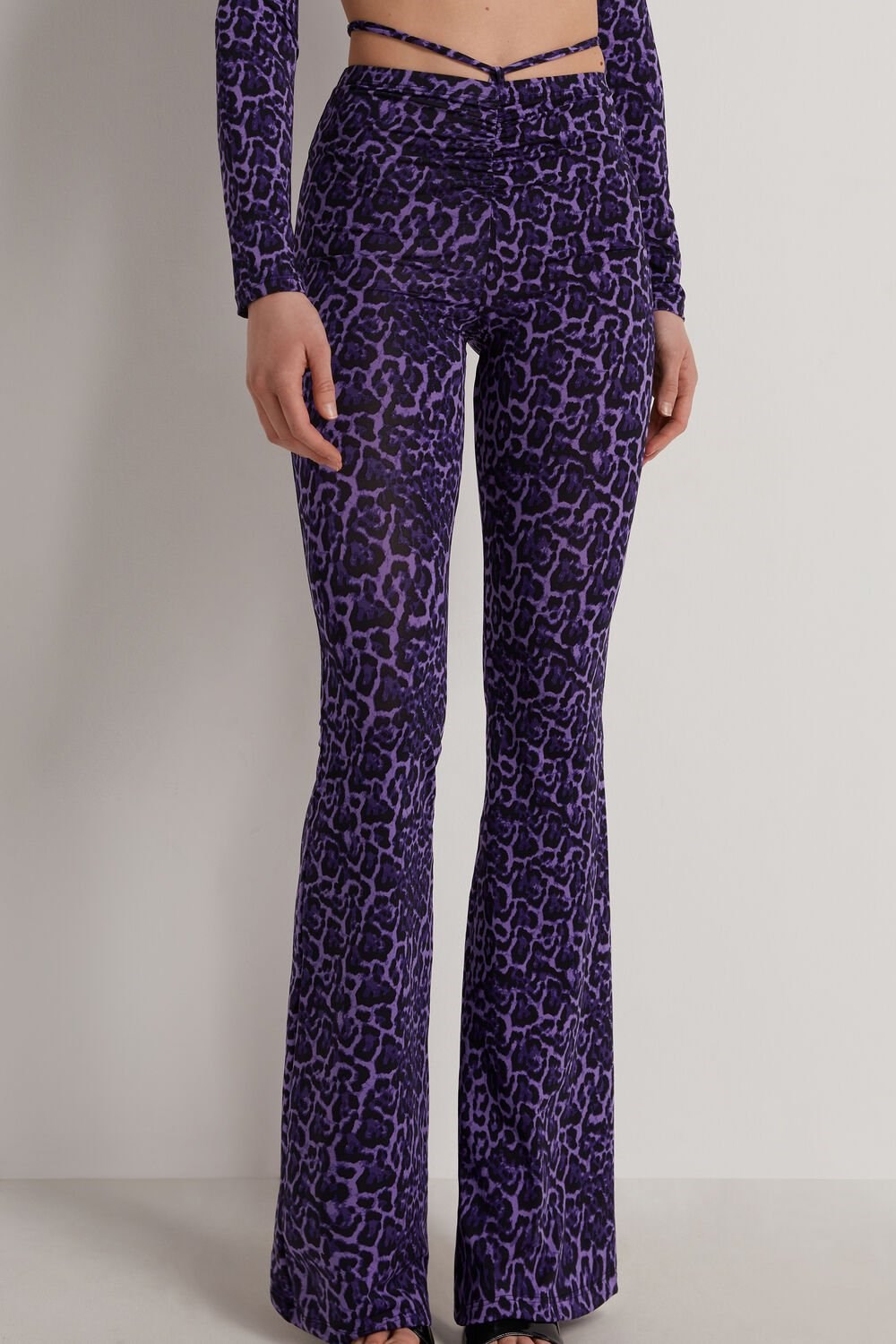 Tezenis Printed Joga Dance Pants with Ties Violet Violet Animal Print 305v | 0831-QBDTX