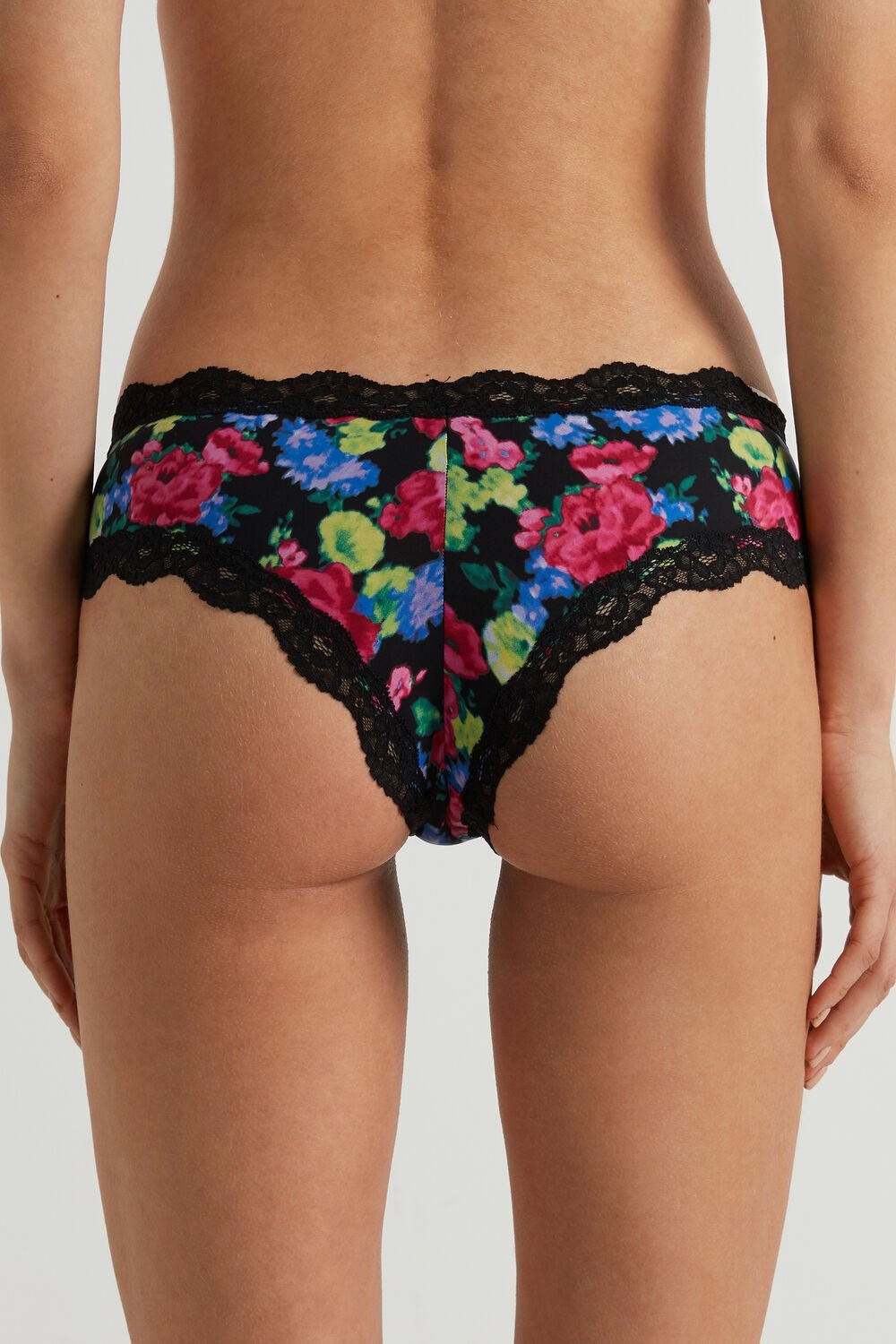 Tezenis Printed Microfiber and Koronkowe Hipster Brazilian Czarne | 6750-HRJNC