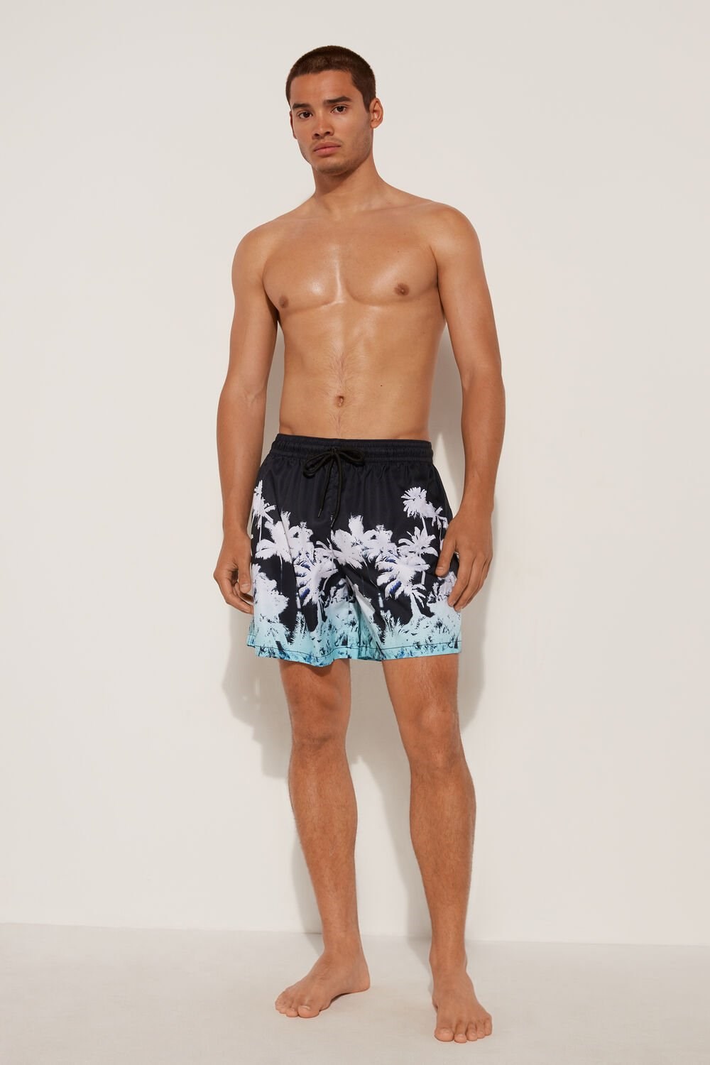 Tezenis Printed Swim Trunks Czarne Czarne | 5642-ZSUCX