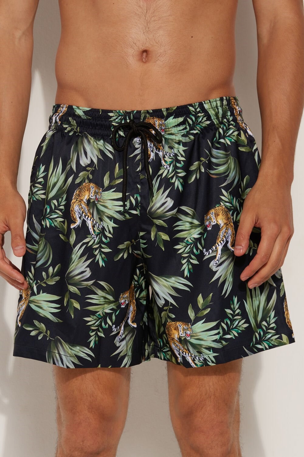 Tezenis Printed Swim Trunks Floral Jungle Tiger Print 585v | 3789-RVBDA