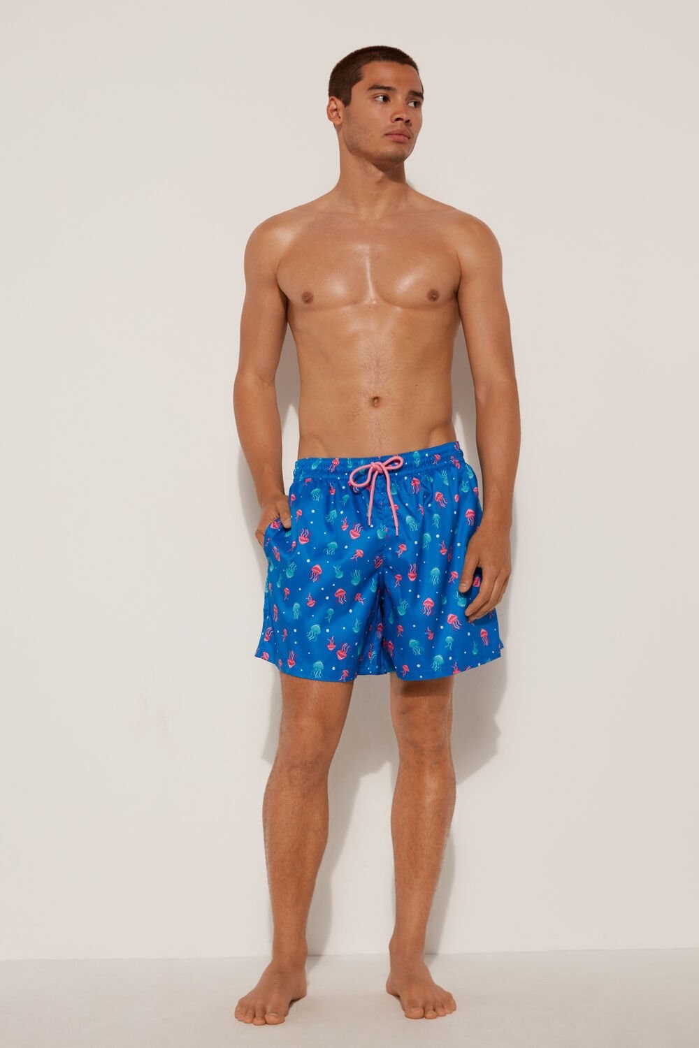 Tezenis Printed Swim Trunks Niebieskie | 1783-UKIFD