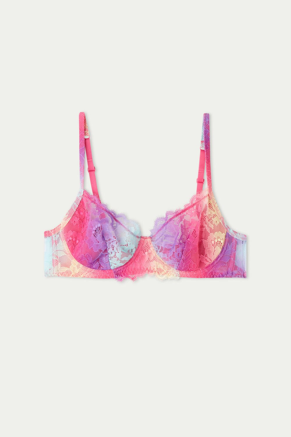 Tezenis Rainbow Koronkowe Paris Balconette Bra Kolorowe | 5490-WDPGY