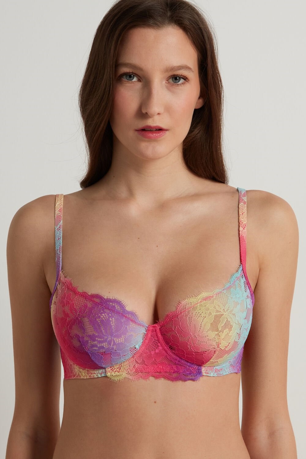 Tezenis Rainbow Koronkowe Paris Balconette Bra Kolorowe | 5490-WDPGY