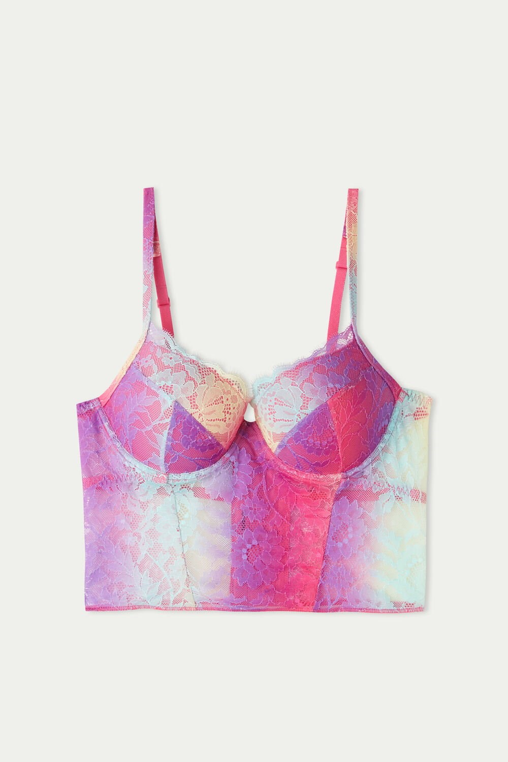 Tezenis Rainbow Koronkowe Push-Up Bra Top Kolorowe | 1078-FLAMR