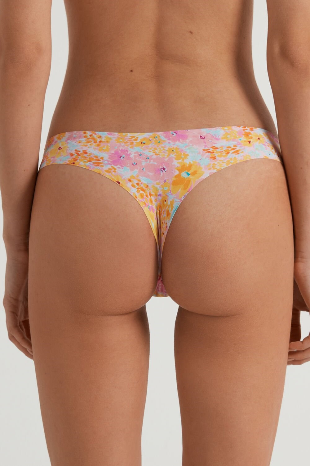 Tezenis Raw Edge Brazilian Brief in Printed Microfiber Floral Spring Flowers Print 302v | 2537-UQTVM