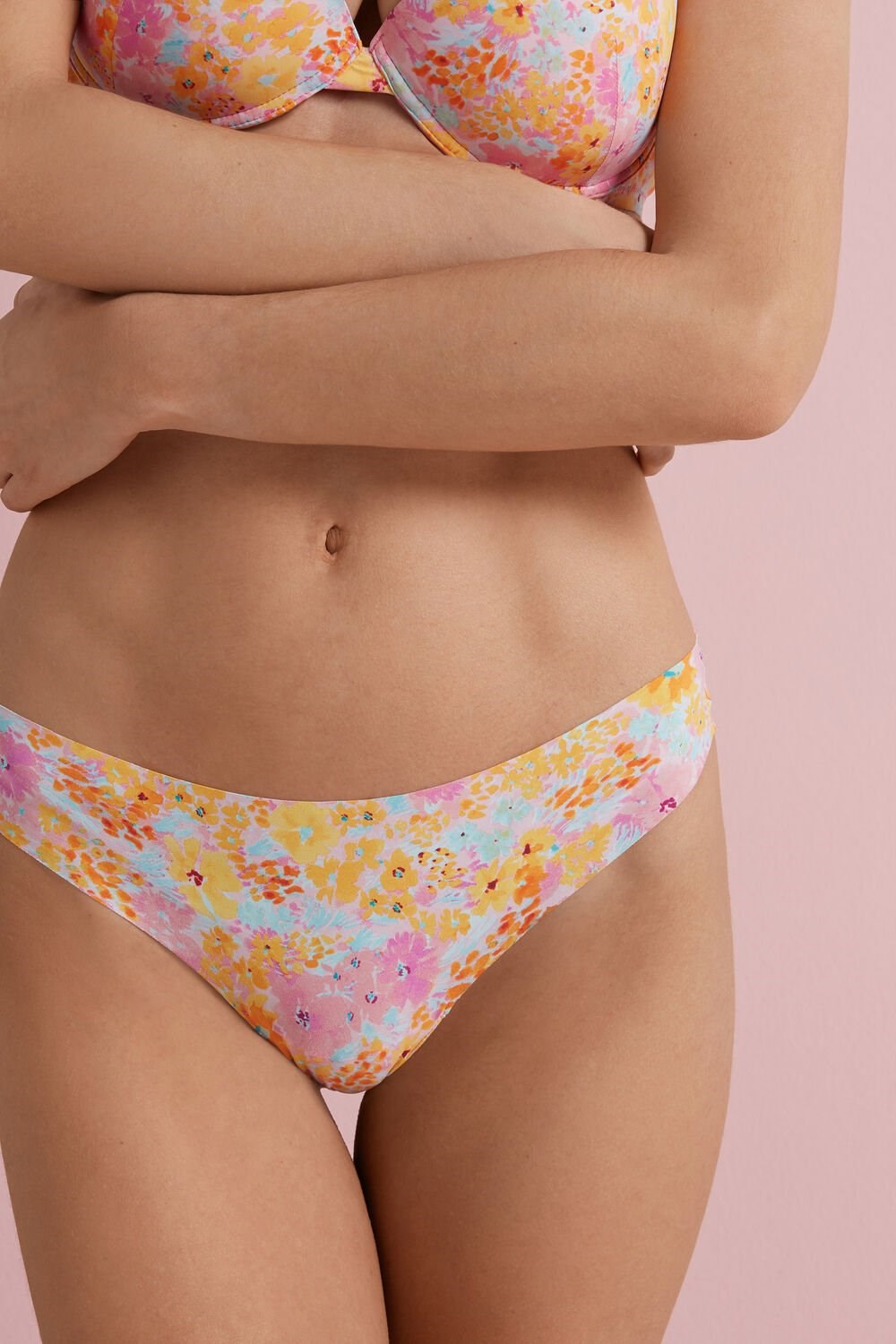 Tezenis Raw Edge Brazilian Brief in Printed Microfiber Floral Spring Flowers Print 302v | 2537-UQTVM