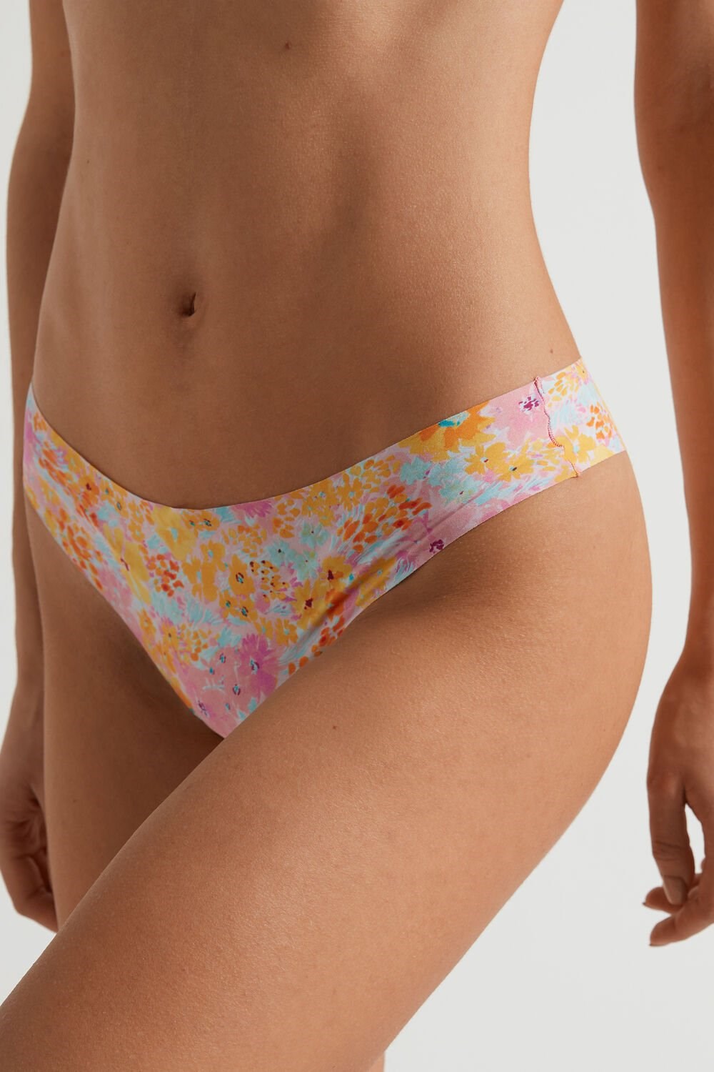 Tezenis Raw Edge Brazilian Brief in Printed Microfiber Floral Spring Flowers Print 302v | 2537-UQTVM