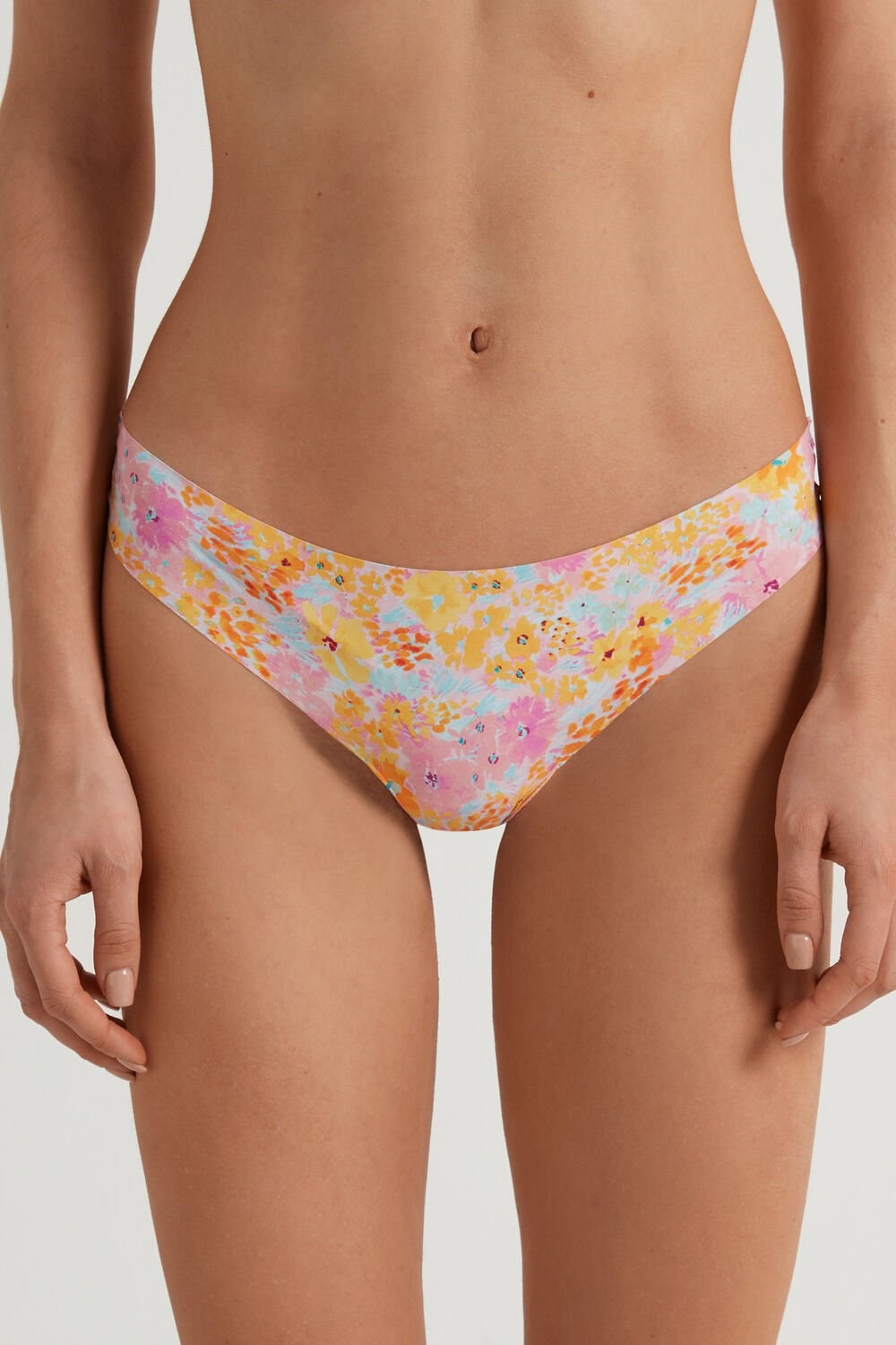 Tezenis Raw Edge Brazilian Brief in Printed Microfiber Floral Spring Flowers Print 302v | 2537-UQTVM