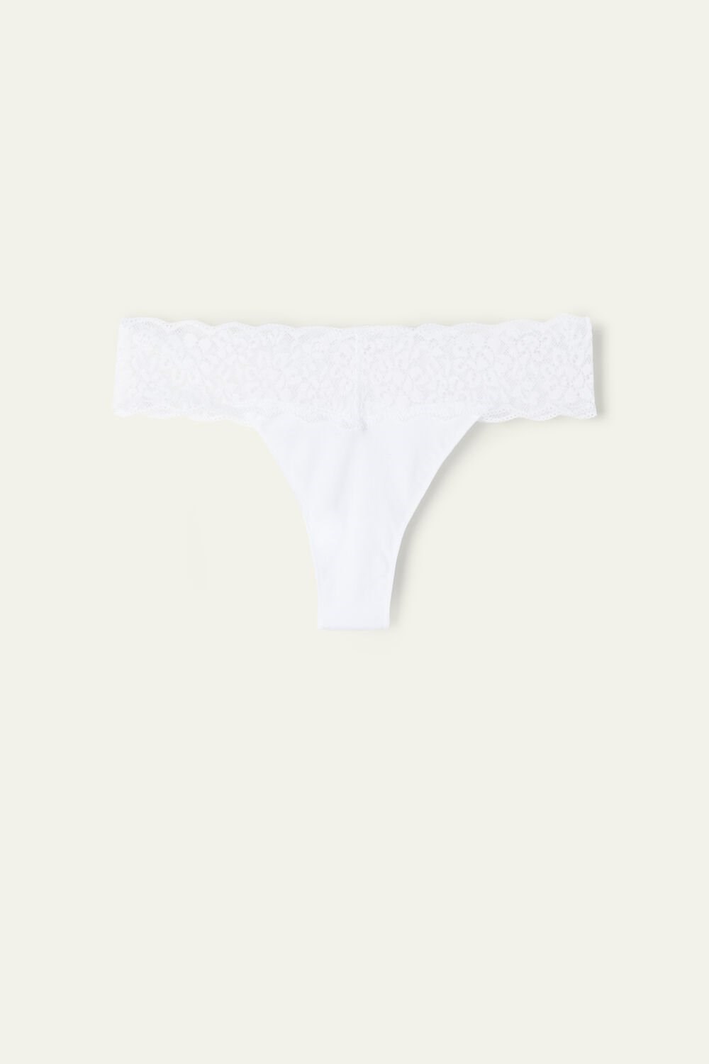 Tezenis Recycled Bawełniane and Koronkowe Brazilian Panties Białe Białe | 0297-NXJTP