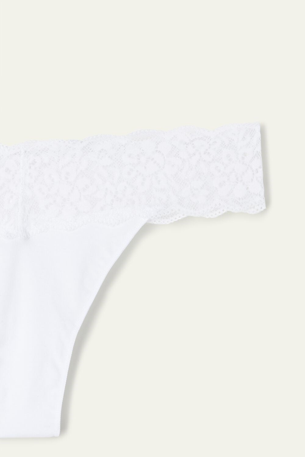 Tezenis Recycled Bawełniane and Koronkowe Brazilian Panties Białe Białe | 0297-NXJTP