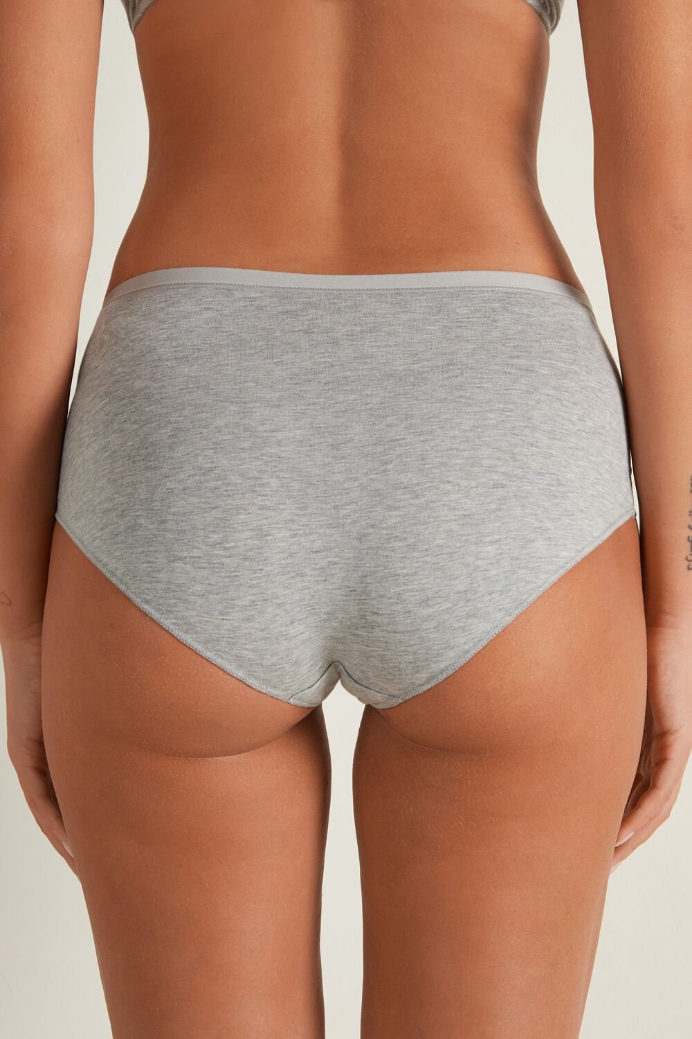 Tezenis Recycled Bawełniane and Koronkowe High-Leg Panties Szare Głęboka | 2804-QREZM