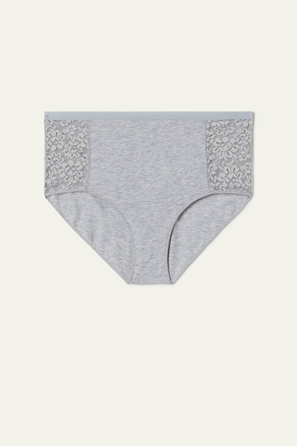 Tezenis Recycled Bawełniane and Koronkowe High-Leg Panties Szare Głęboka | 2804-QREZM