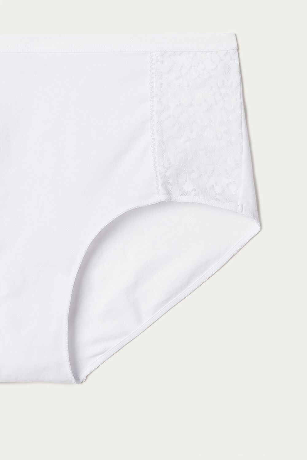 Tezenis Recycled Bawełniane and Koronkowe High-Leg Panties Białe Białe | 2869-IHJBA