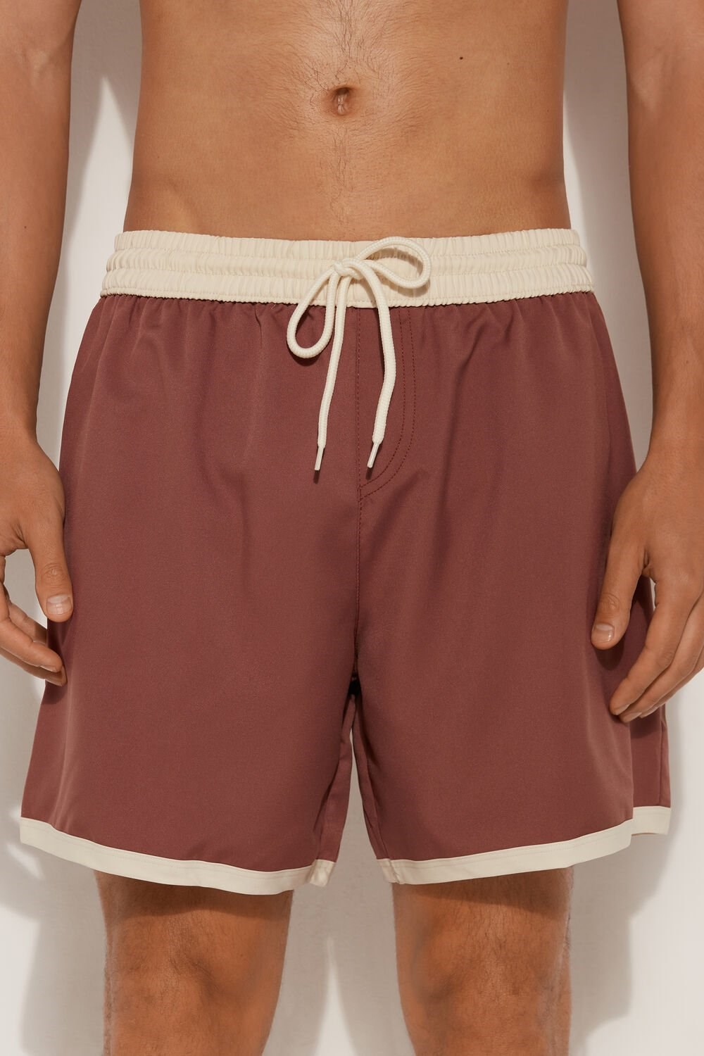 Tezenis Recycled Fabric Basic Contrasting Swim Trunks Brązowe Brązowe | 1438-PGAUQ