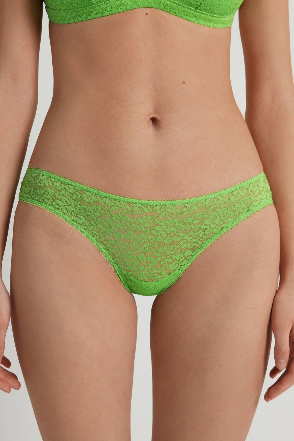 Tezenis Recycled Koronkowe Brazilian Panties Zielone Zielone | 0385-RTQBD