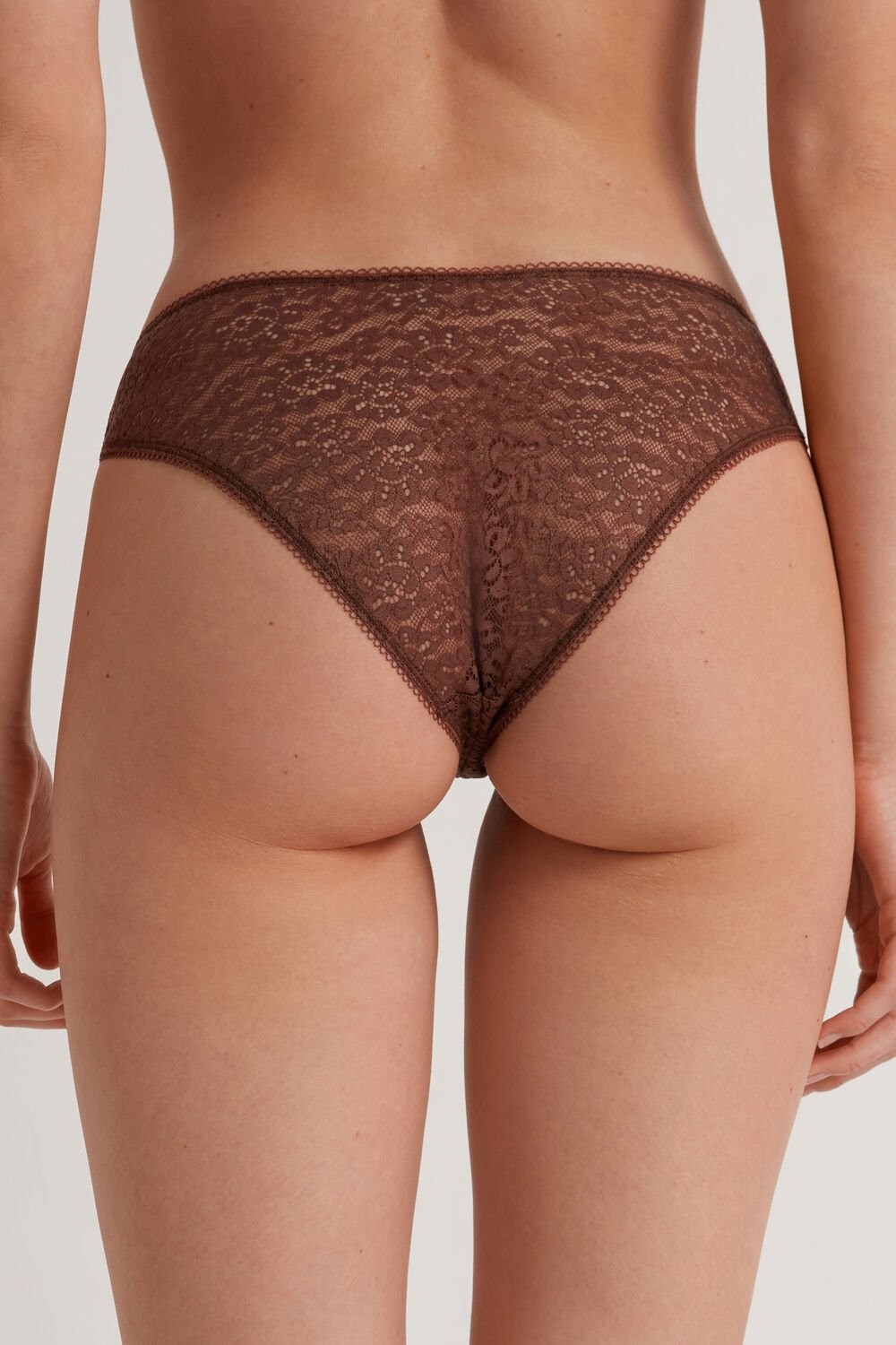 Tezenis Recycled Koronkowe High-Cut Panties Brązowe Brązowe | 8907-CJSRO