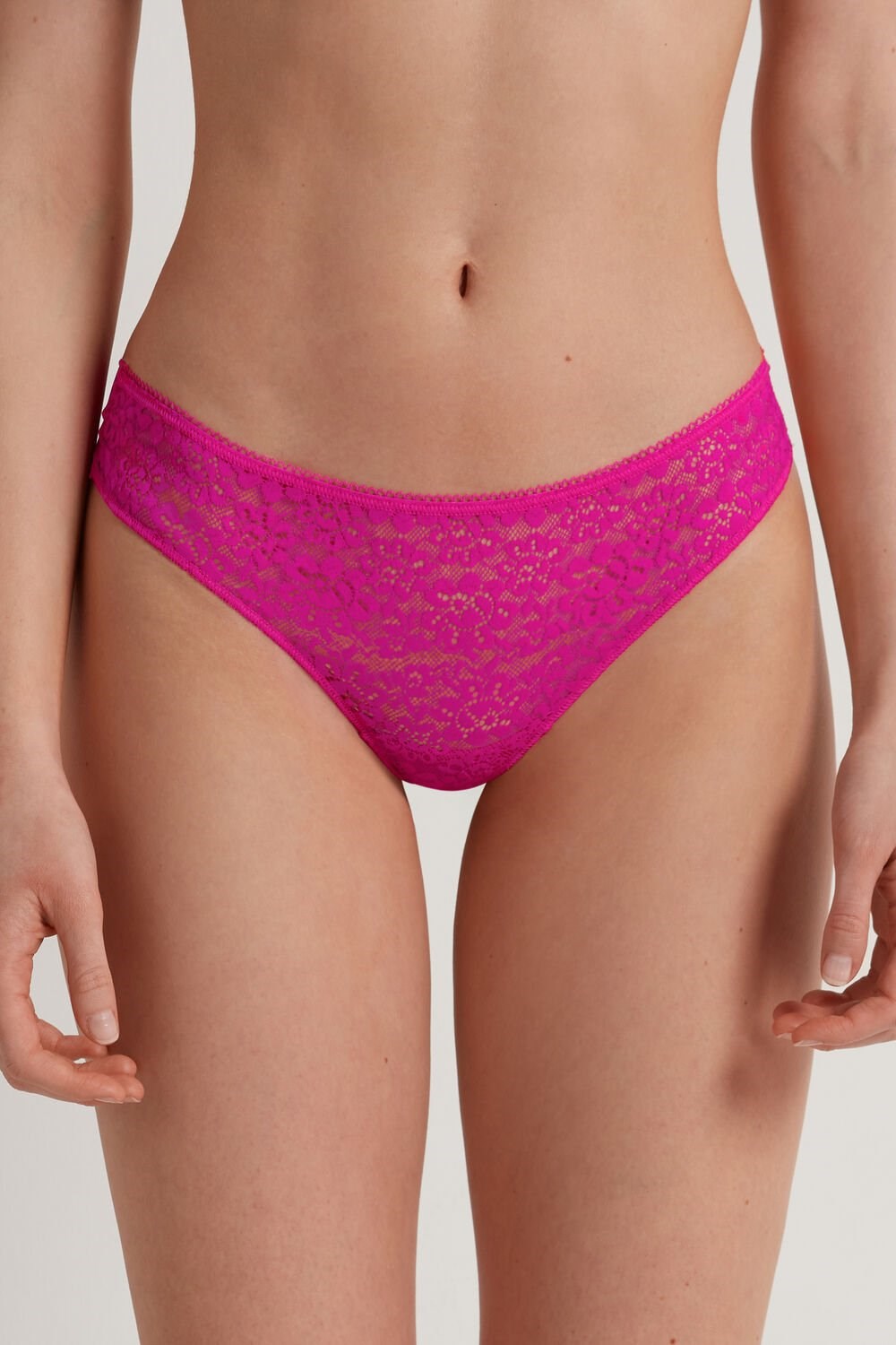 Tezenis Recycled Koronkowe Laser-Cut Microfiber Brazilian Panties Różowe Fuksja | 1647-FXNIT