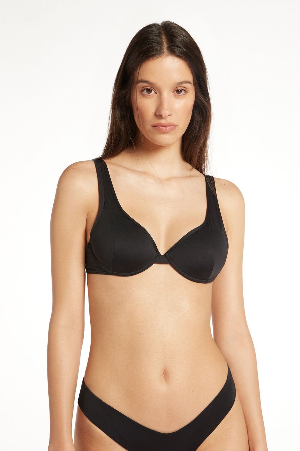 Tezenis Recycled Microfiber Push-Up Bikini Top Czarne Czarne | 2481-MNATJ