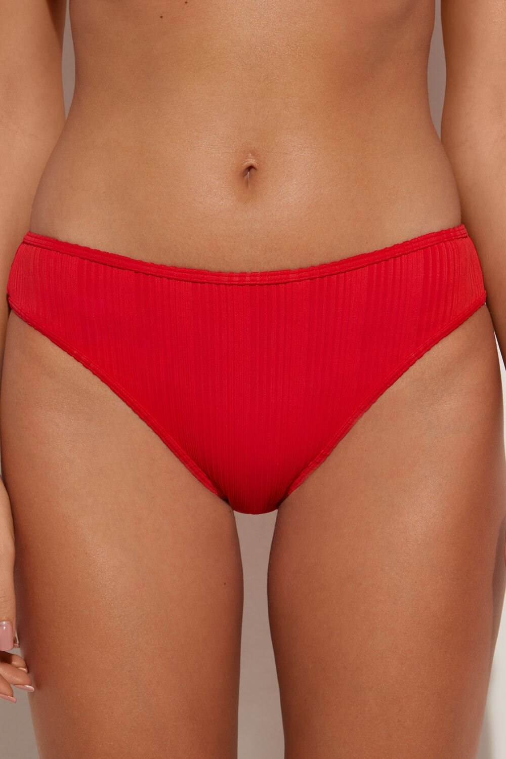 Tezenis Red Żebrowany Recycled Microfiber Klasyczne Bikini Bottoms Czerwone Czerwone | 5361-OAKRT