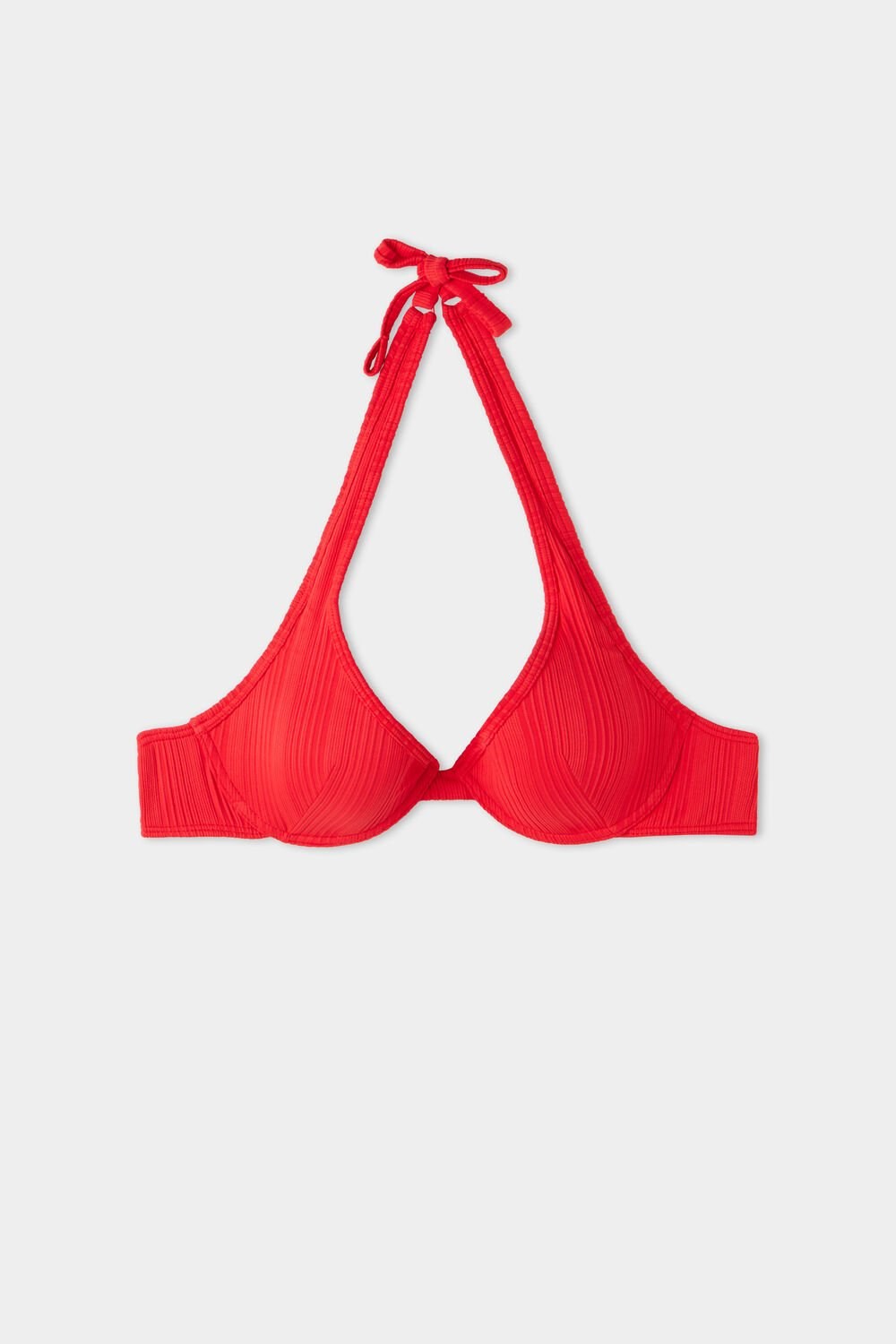 Tezenis Red Żebrowany Recycled Microfiber Push-Up Bikini Top Czerwone Czerwone | 6273-JRQCZ