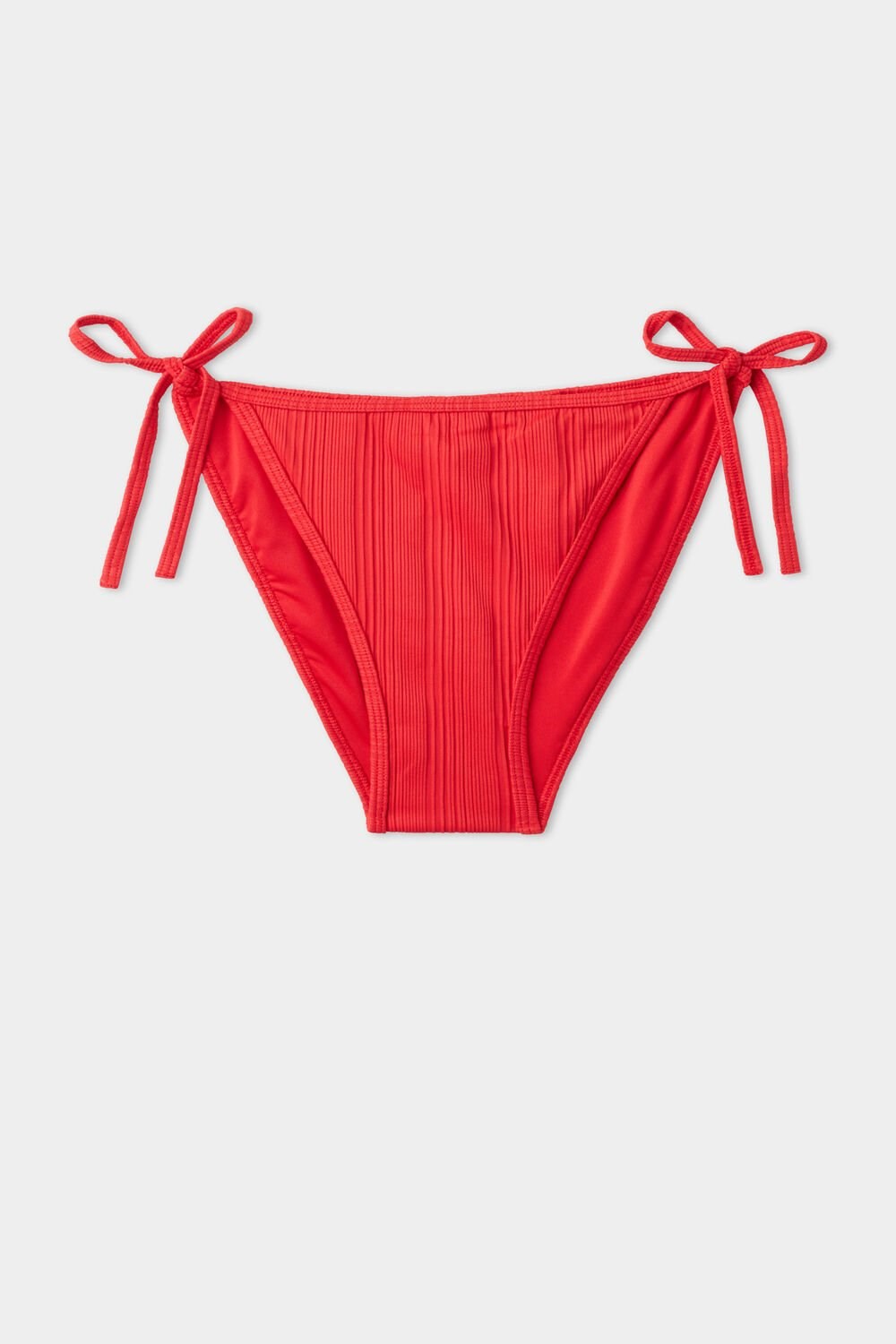 Tezenis Red Żebrowany Recycled Tie-String Bikini Bottoms Czerwone Czerwone | 9306-SRXPA