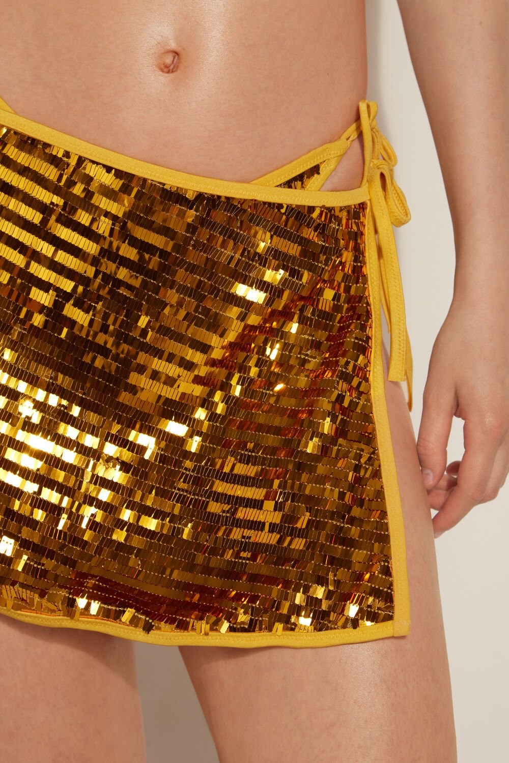 Tezenis Riviera Sequin Pareo Mini Skirt Żółte | 4350-BMYDI