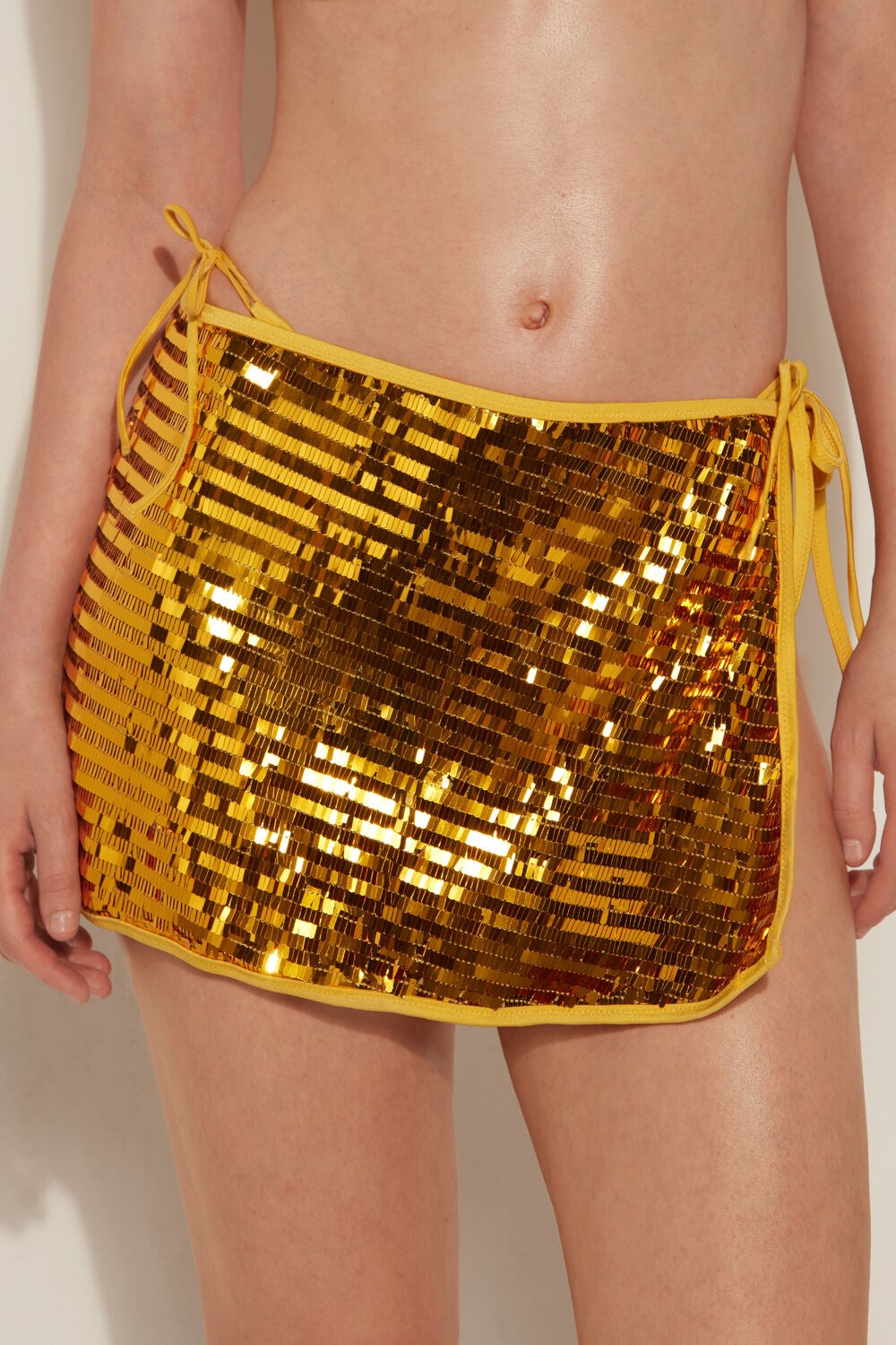 Tezenis Riviera Sequin Pareo Mini Skirt Żółte | 4350-BMYDI