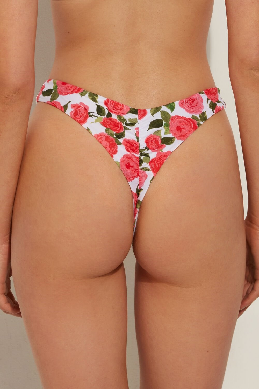 Tezenis Romantic Roses High-Cut Brazilian Bikini Bottoms Różowe | 4583-UBXJI