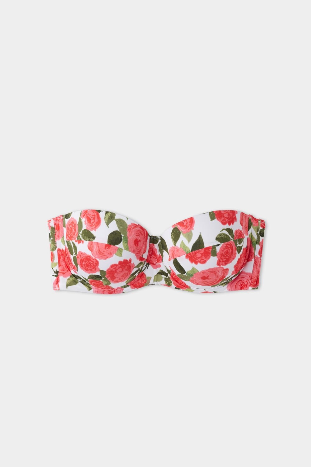 Tezenis Romantic Roses Watowany Bandeau Bikini Top Różowe | 4170-YJSPC