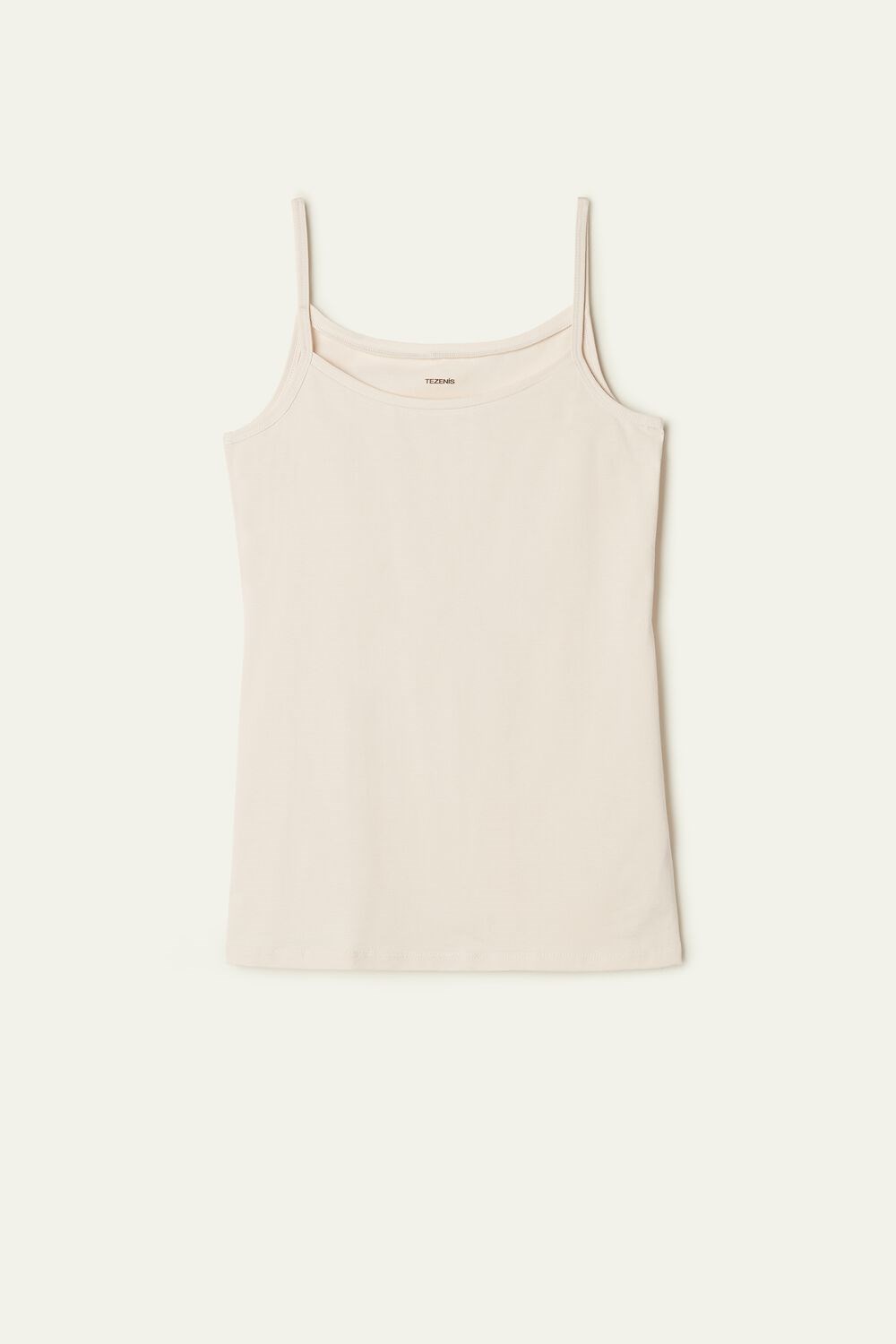 Tezenis Round-Neck Stretch Bawełniane Tank Top Kremowe | 1749-QLABJ