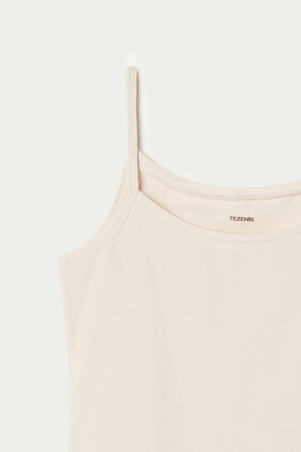 Tezenis Round-Neck Stretch Bawełniane Tank Top Kremowe | 1749-QLABJ