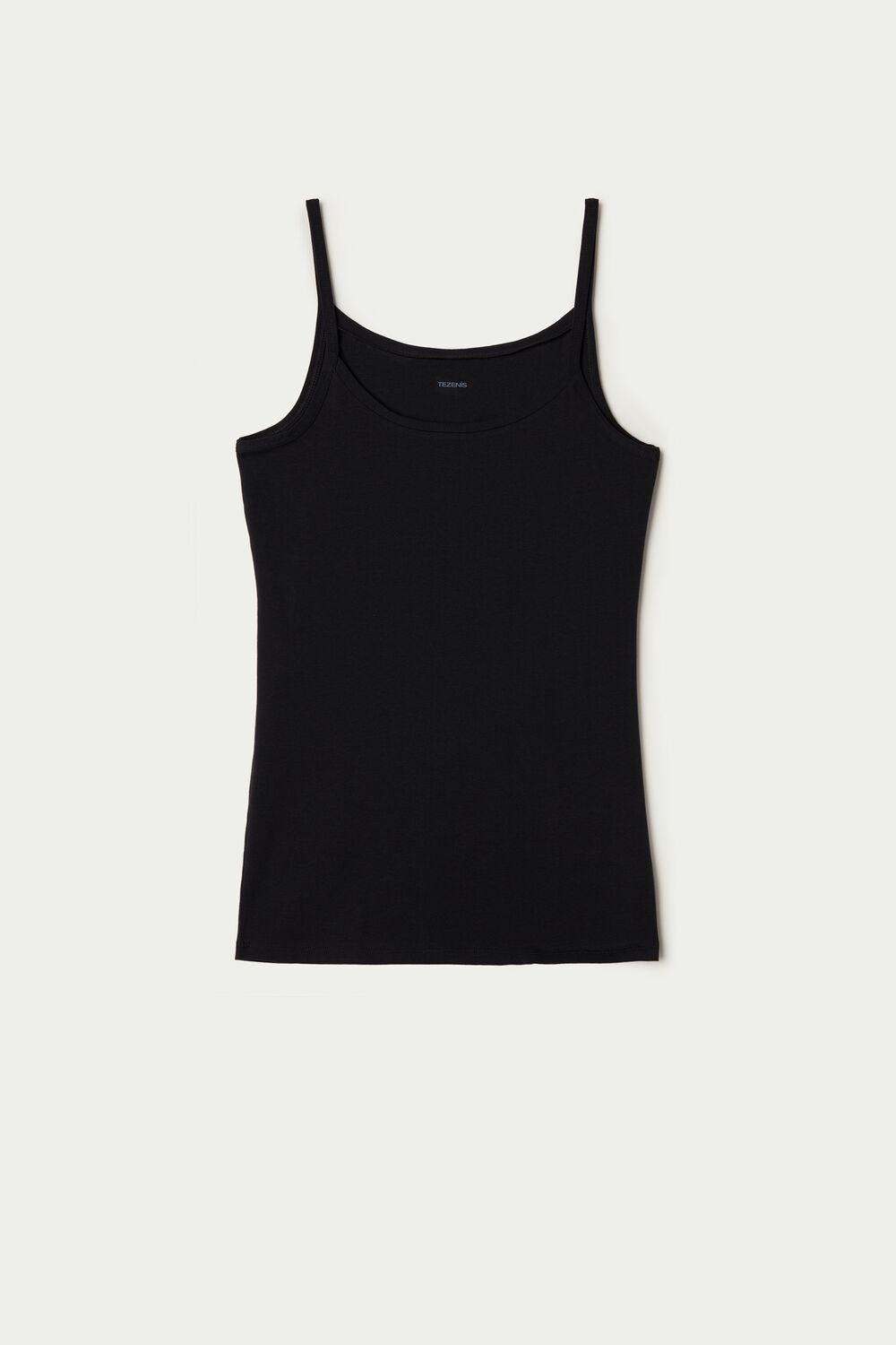 Tezenis Round-Neck Stretch Bawełniane Tank Top Czarne Czarne | 9605-NYRLE