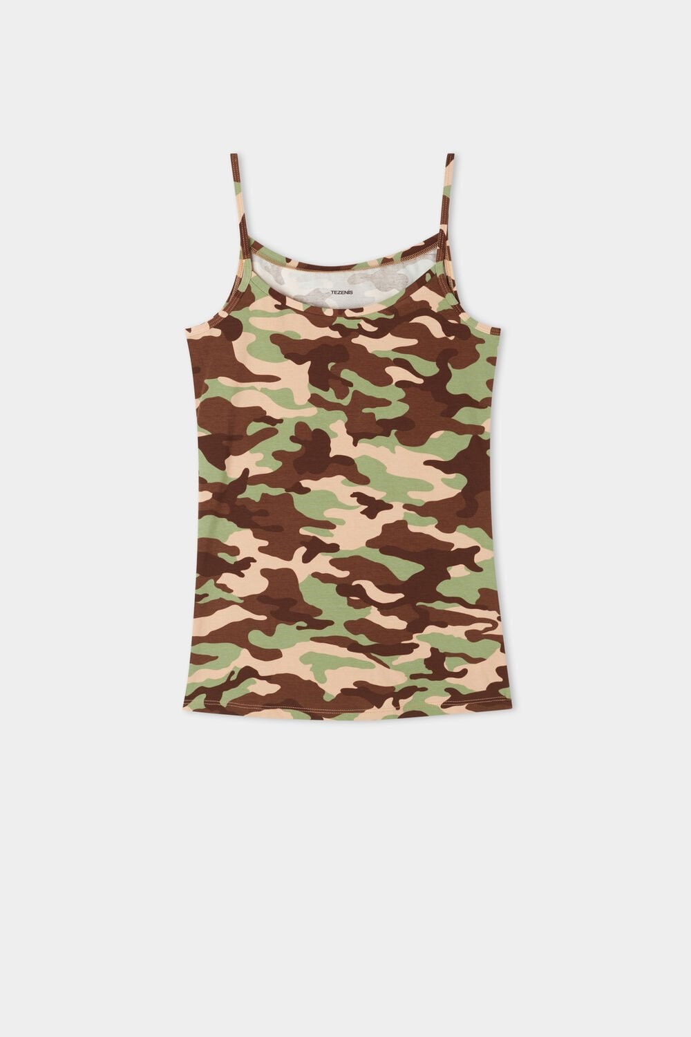 Tezenis Round Neck Tank Top in Stretch Bawełniane Kolorowe Camo | 1906-KQPVF