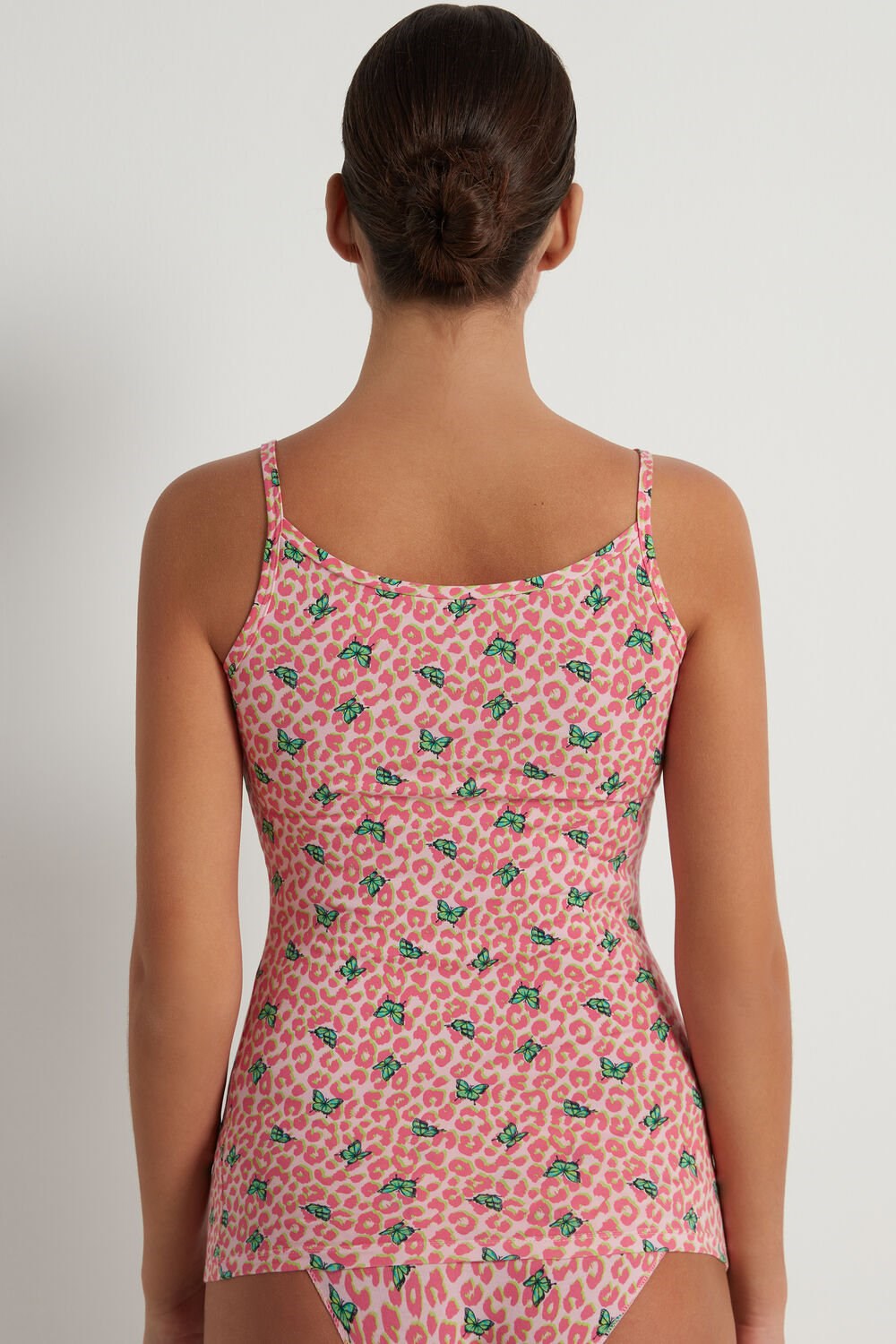 Tezenis Round Neck Tank Top in Stretch Bawełniane Animal Spotted Butterfly Print 297v | 3921-WBCSE