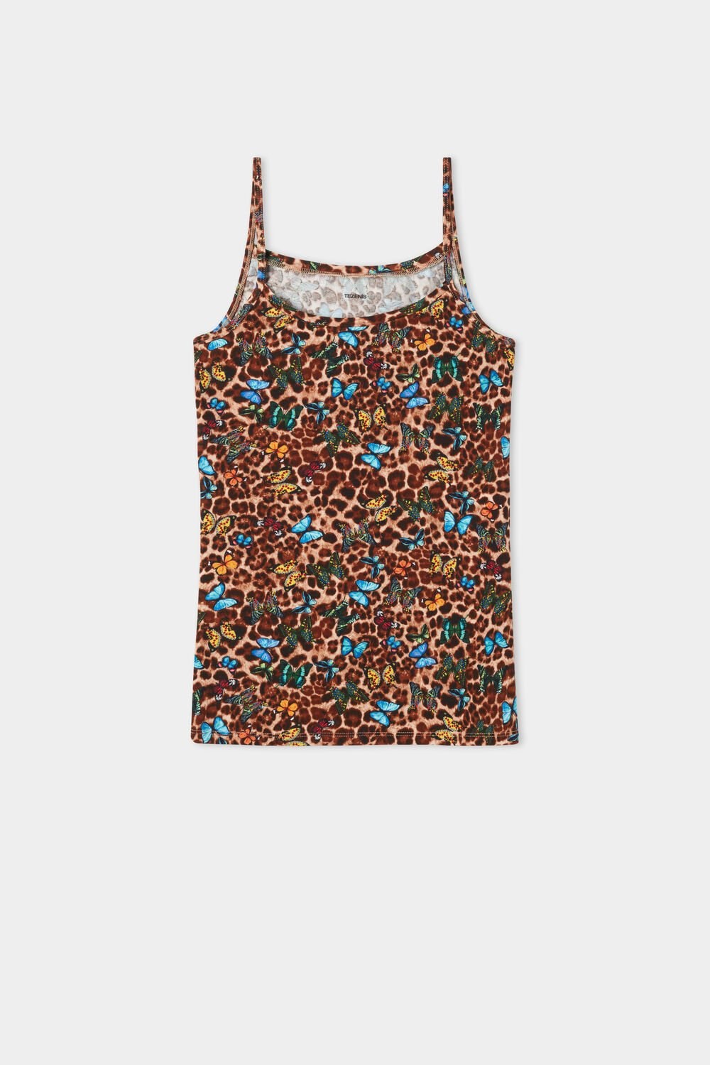 Tezenis Round Neck Tank Top in Stretch Bawełniane Animal Animal-print Butterfly Print 573v | 6478-BVQWU