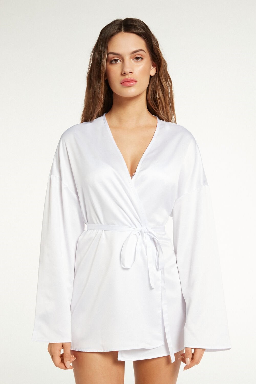 Tezenis Satin Kimono Robe Białe Białe | 7530-WVJAZ