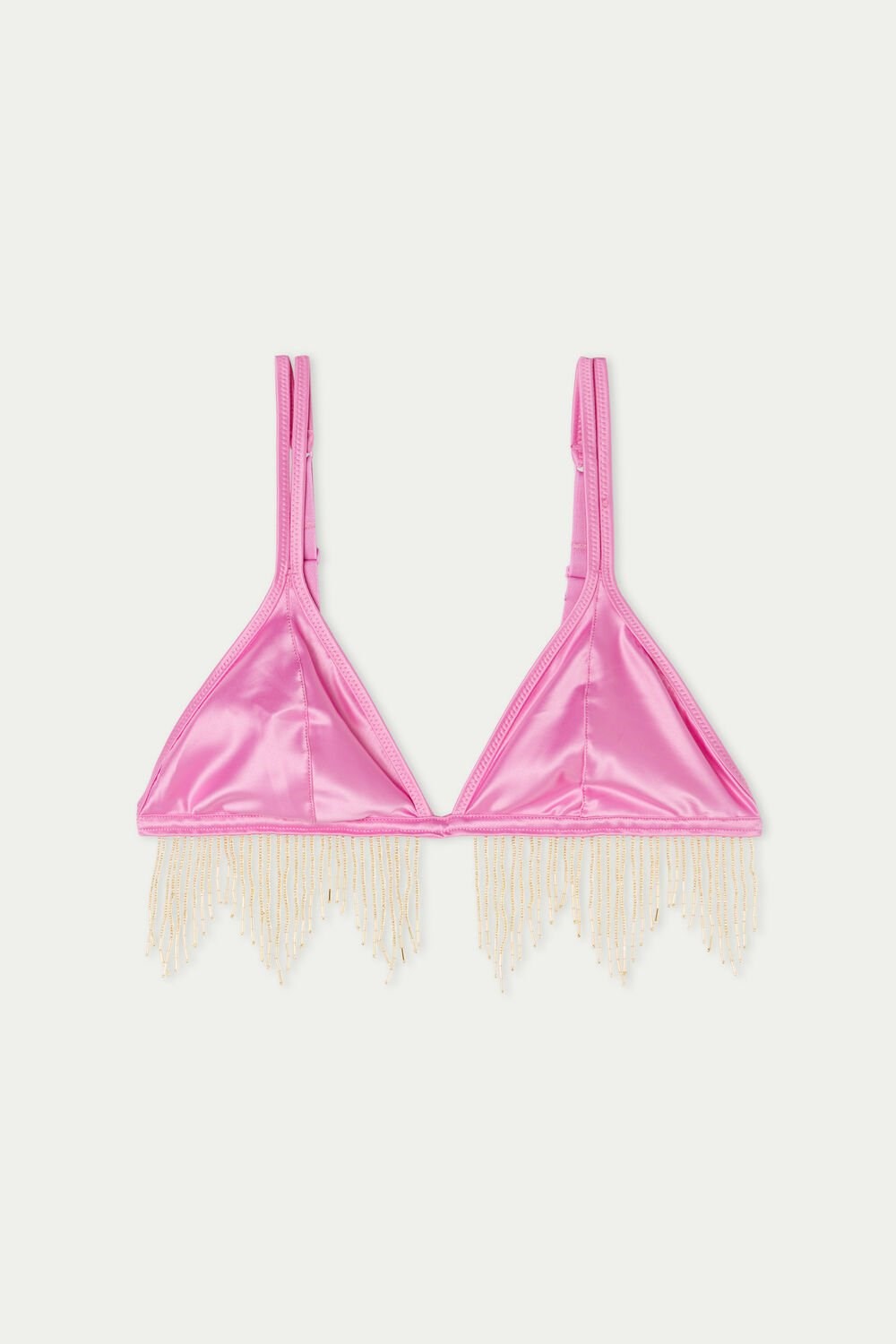 Tezenis Satin Triangle Bra with Beaded Fringe Różowe Różowe | 3428-EWQTL