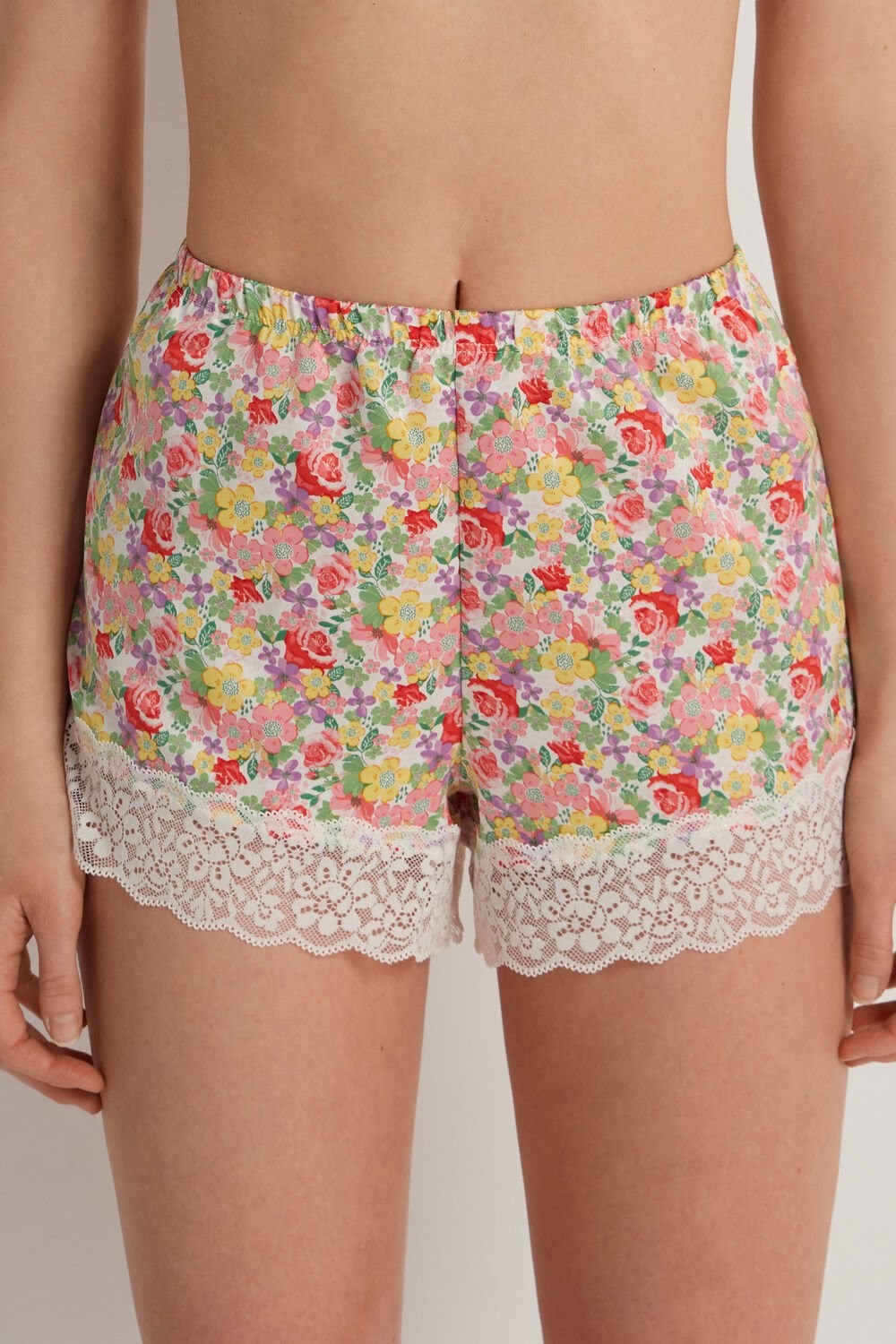 Tezenis Satin and Koronkowe Shorts Floral Wildflower Print 294v | 1567-AUSKG