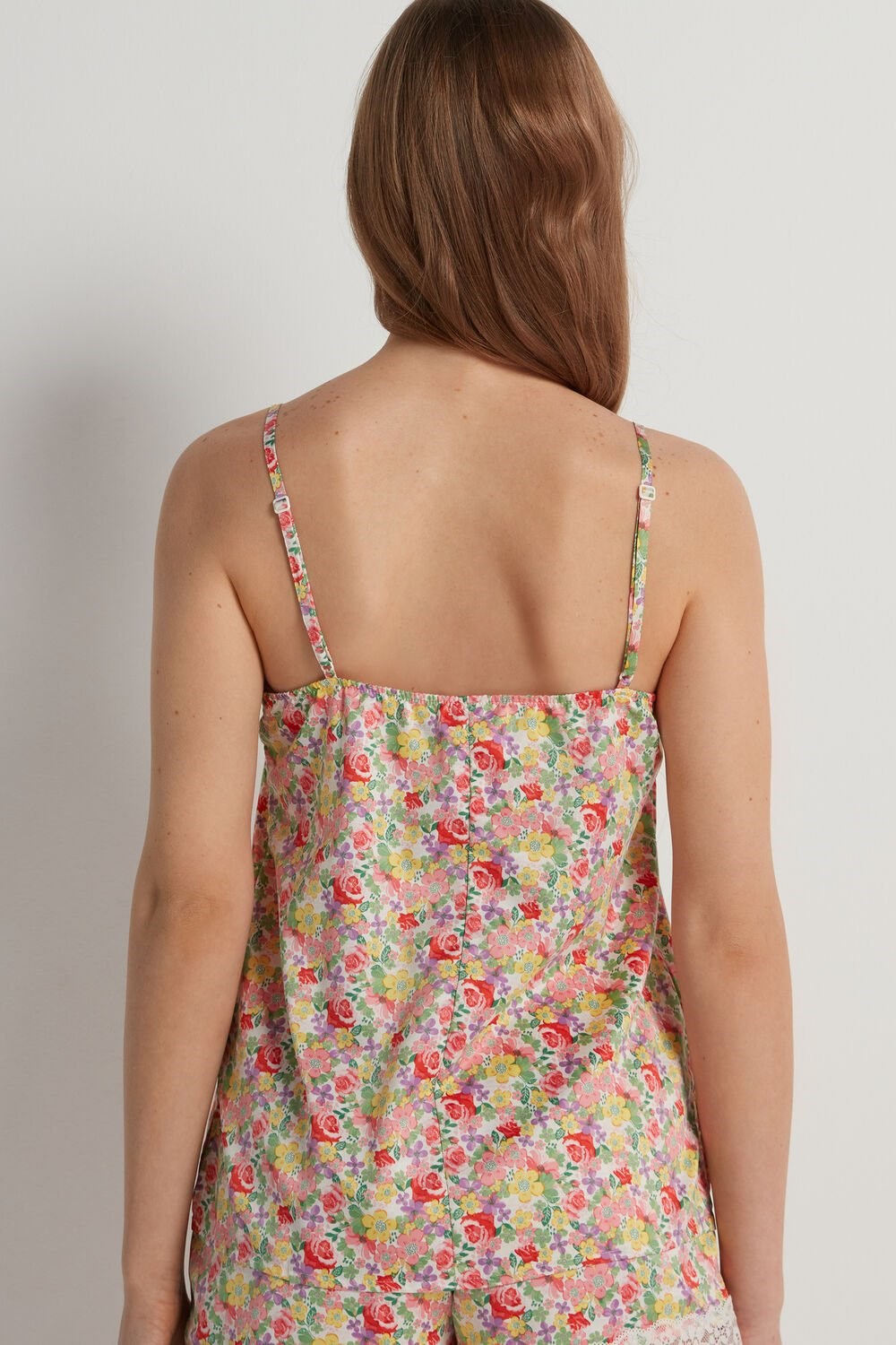 Tezenis Satin and Koronkowe Tank Top Floral Wildflower Print 294v | 7052-BONLI