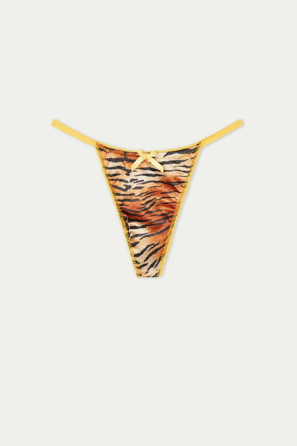 Tezenis Savage Koronkowe String Stringi Żółte | 5037-NOETF