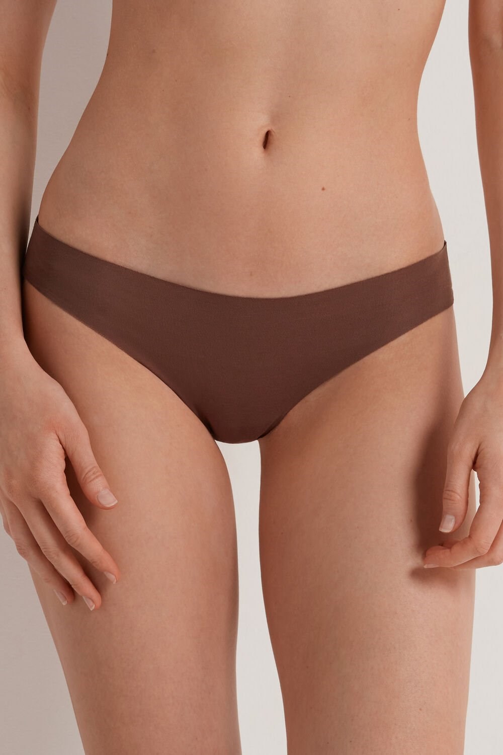 Tezenis Seamless Cheeky Briefs in Bawełniane Brązowe Brązowe | 3129-RAWBX