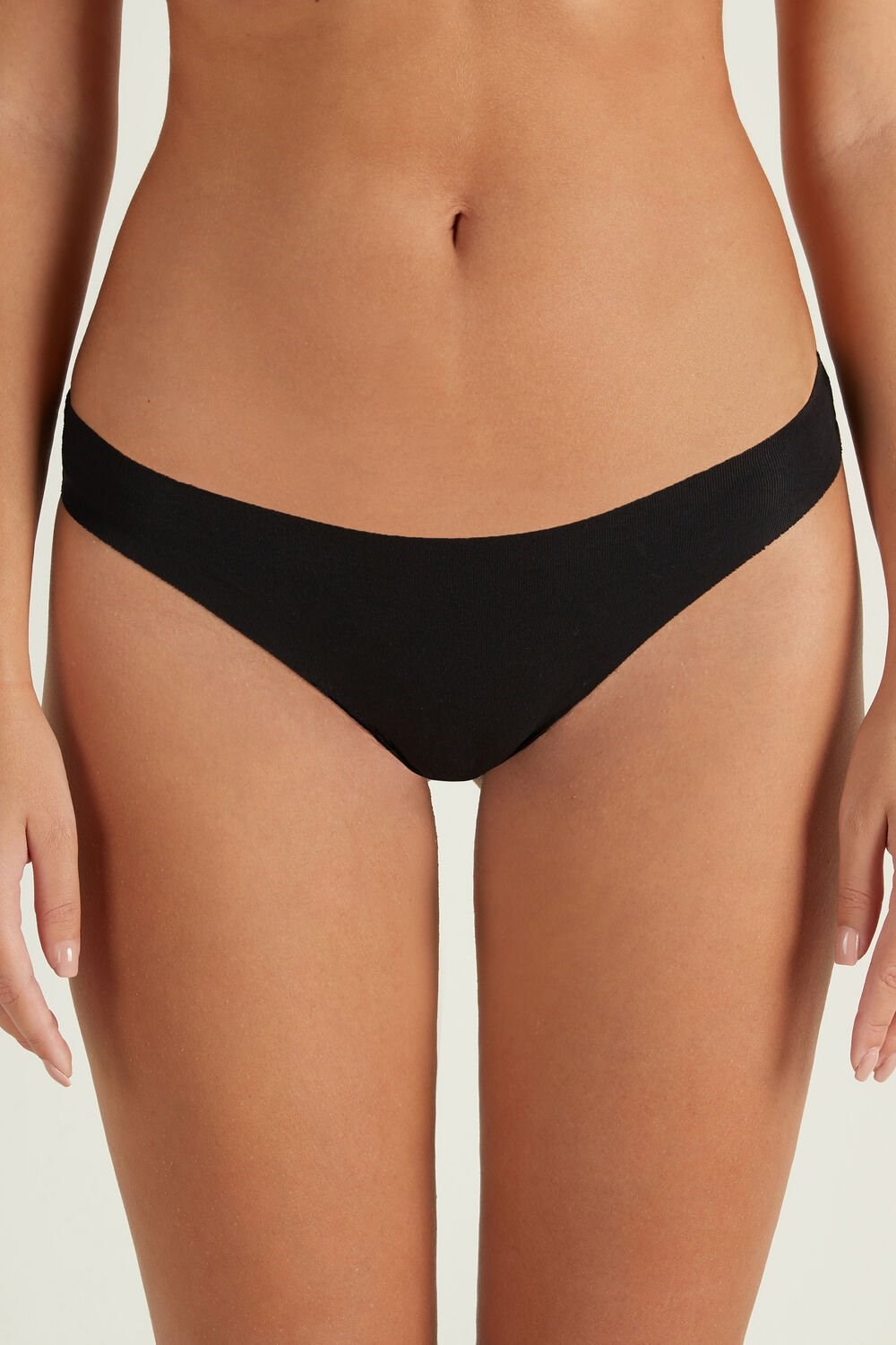 Tezenis Seamless Cheeky Briefs in Bawełniane Czarne Czarne | 6354-BZPJR