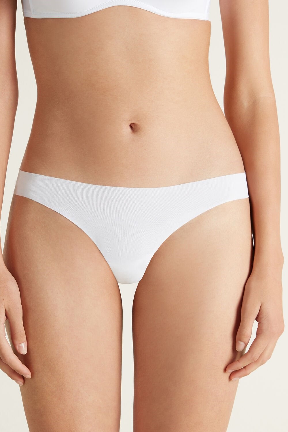 Tezenis Seamless Cheeky Briefs in Bawełniane Białe Białe | 8210-WHLYO