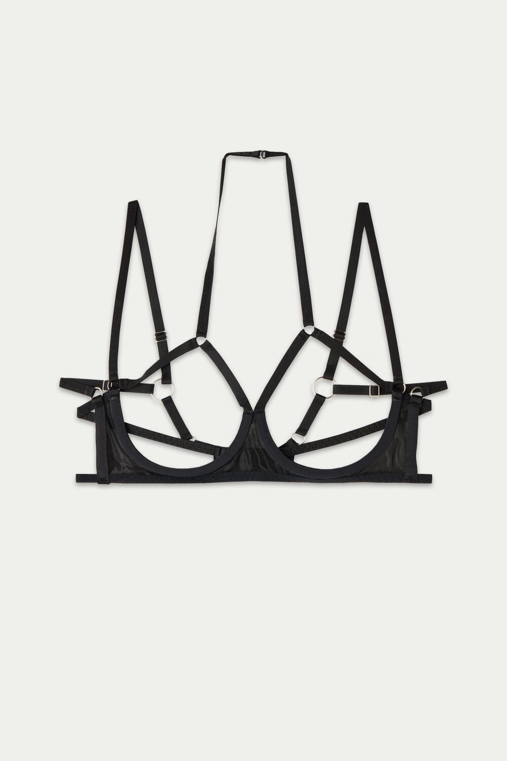 Tezenis Seduction Mesh Demi Balconette Bra Czarne Czarne | 9684-KNQIH