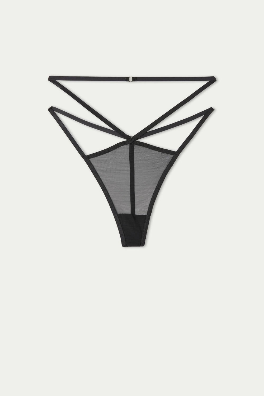 Tezenis Seduction Mesh Tanga String Stringi Czarne Czarne | 5297-NMUZF