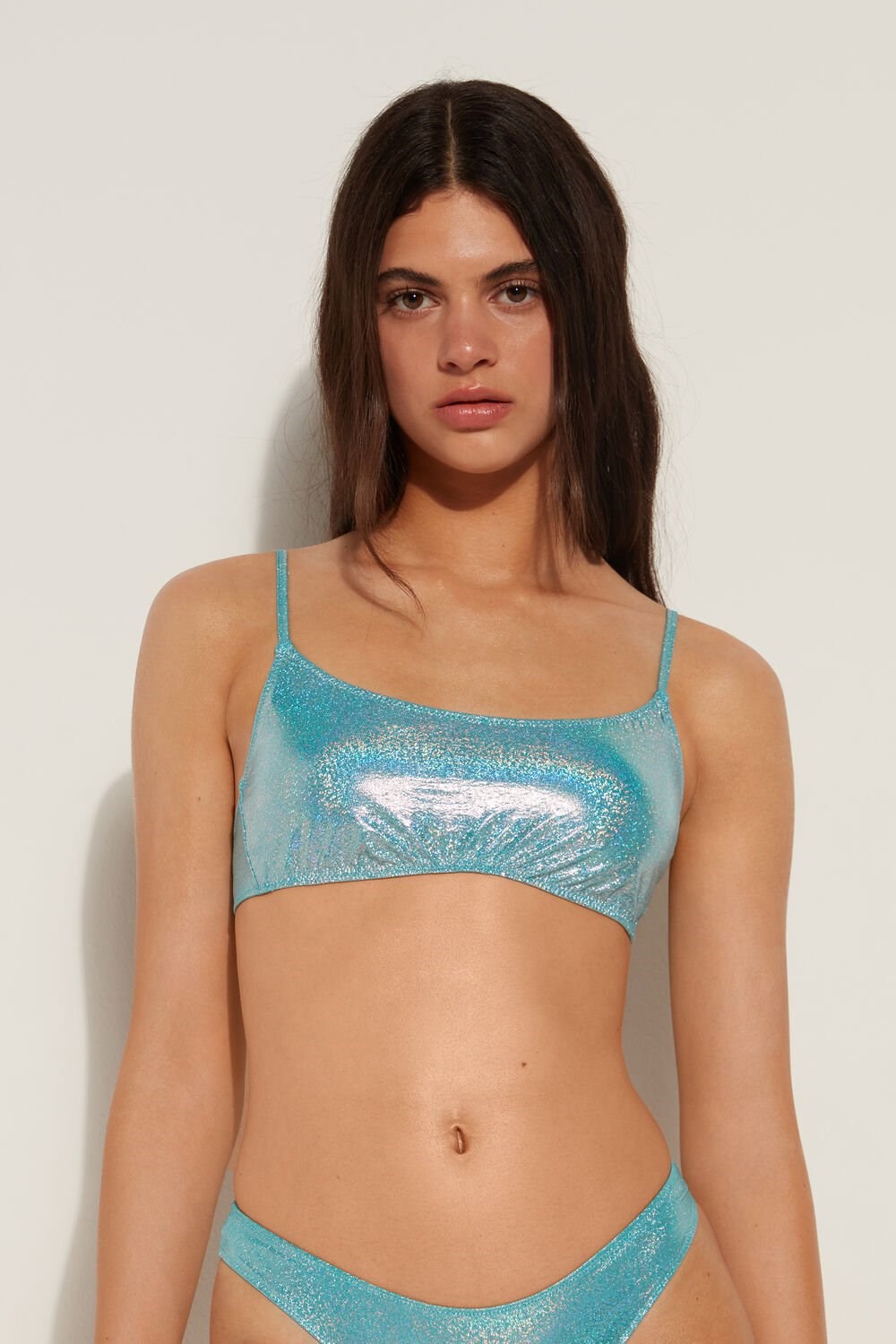 Tezenis Shiny Mermaid Bralette Bikini Top Niebieskie Turkusowe | 6924-AJFSN