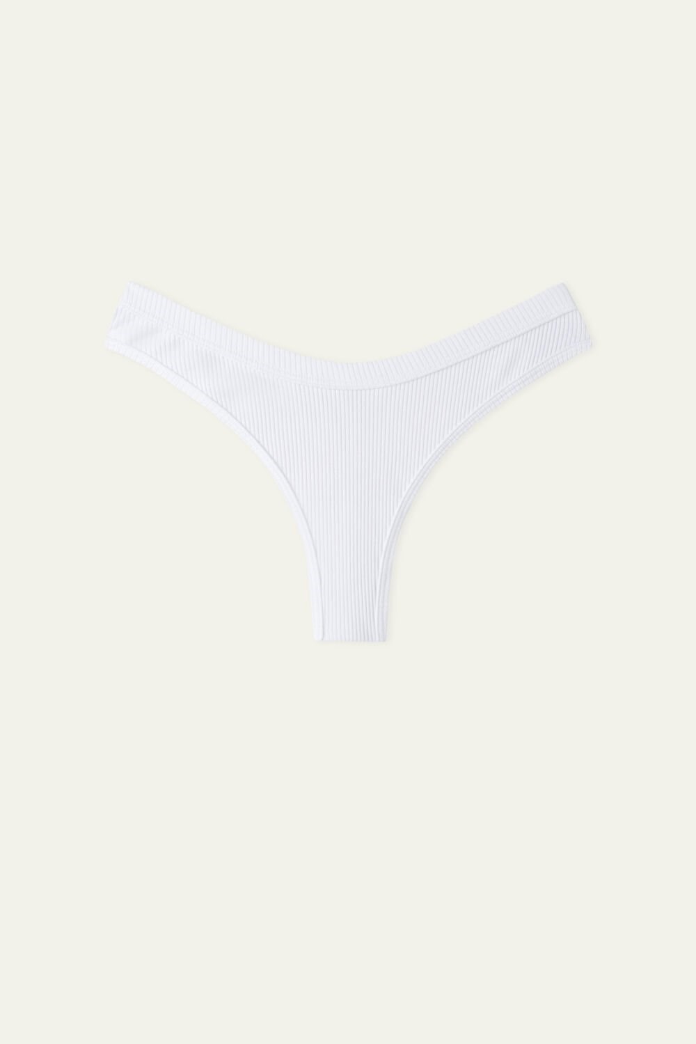 Tezenis Spring Rib High-Cut Bawełniane Brazilian Panties Białe Białe | 7610-DKMTL