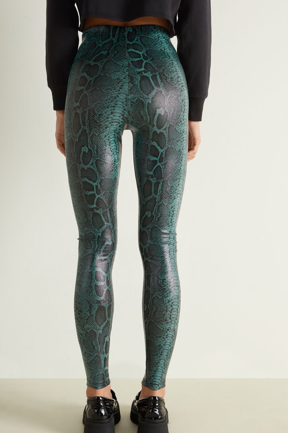 Tezenis Thermal Coated-Effect Python-Print Leggings Niebieskie Zielone | 1702-ALWVS