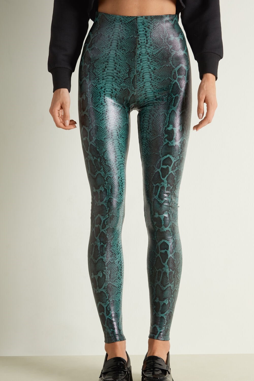 Tezenis Thermal Coated-Effect Python-Print Leggings Niebieskie Zielone | 1702-ALWVS